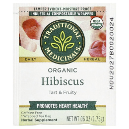 Traditional Medicinals, органический гибискус, без кофеина, 16 чайных пакетиков, 28 г (0,99 унции)