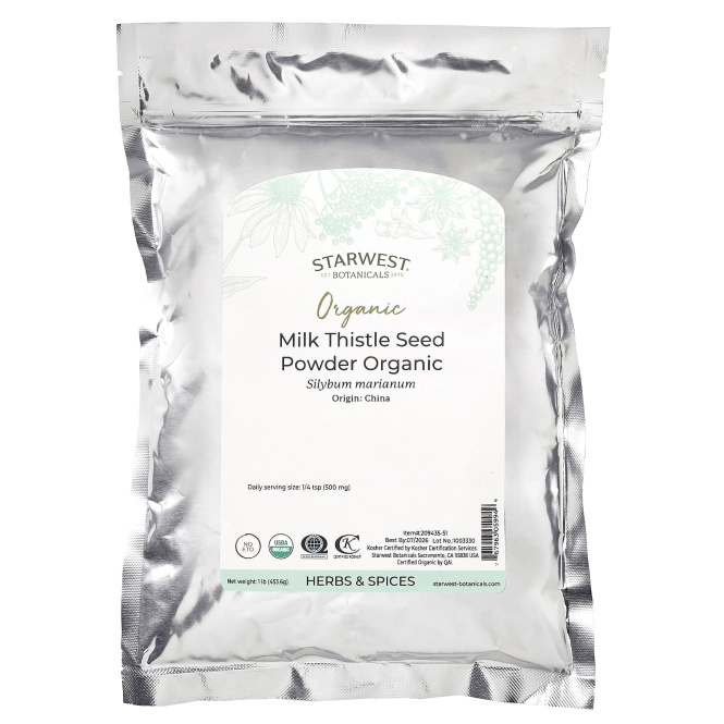 Starwest Botanicals, Порошок из органических семян расторопши, 453,6 г (1 фунт)