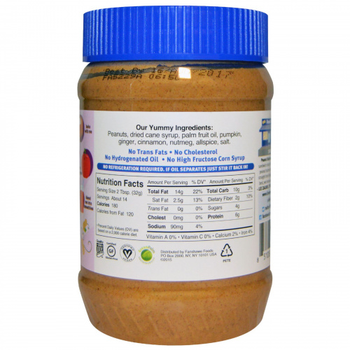 Peanut Butter & Co., Пряная тыква, арахисовое масло с пряной смесью для тыквенного пирога, 16 унций (454 г)