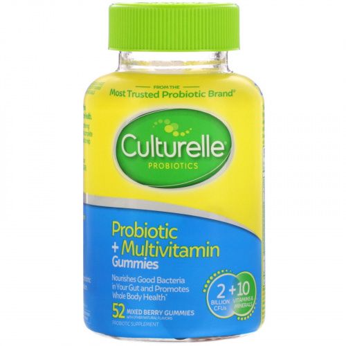 Culturelle, Probiotic + Multivitamin Gummies, Mixed Berry, 2 Billion CFUs, 52 Gummies