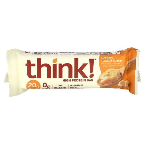 Think Thin, Батончики с высоким содержанием протеина, Кремовое арахисовое масло, 10 батончиков, 21 унция (60 г) в каждом