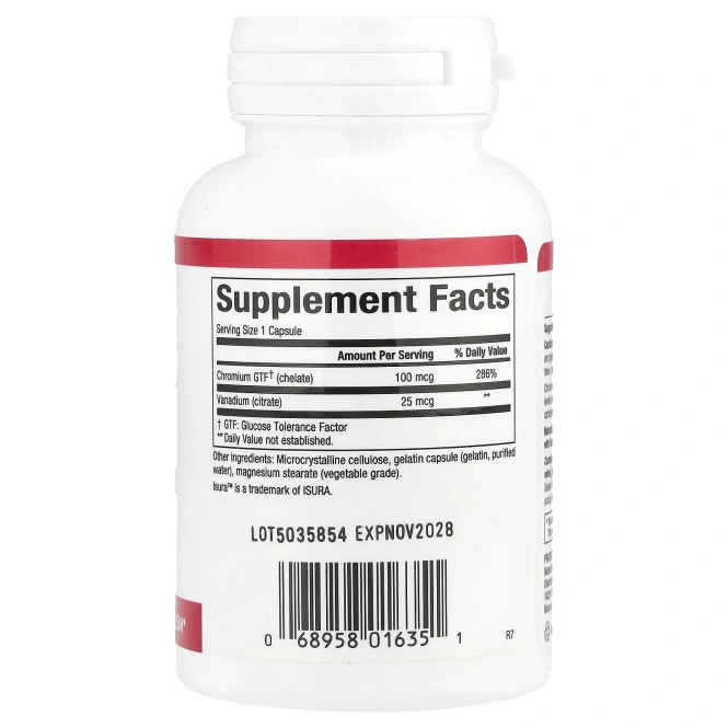 Natural Factors, Хром и Ванадий, 125 мкг, 90 капсул