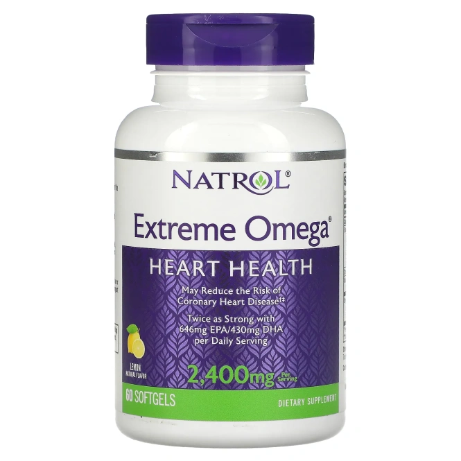 Natrol, Extreme Omega, Лимон, 2 400 мг, 60 мягких таблеток