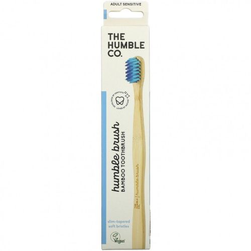 The Humble Co., Humble Bamboo Toothbrush, для взрослых чувствительных людей, синий цвет, 1 зубная щетка