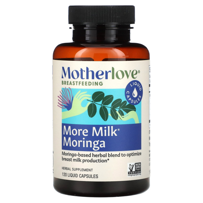 Motherlove, Breastfeeding, More Milk Moringa, 120 жидких капсул