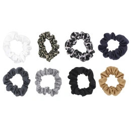 Scunci, Мини-резинки для волос No Damage, Mini Scrunchies, разные цвета (деним), 8 штук