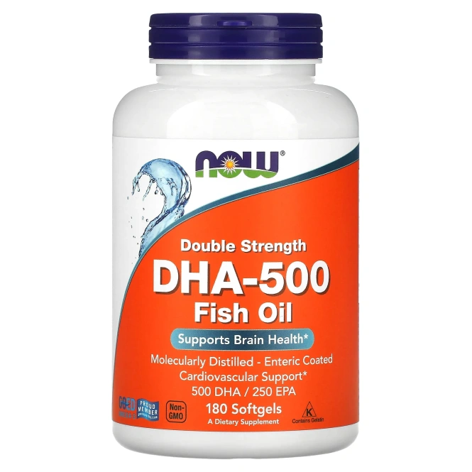 NOW DHA 500, 180 мягких капсул