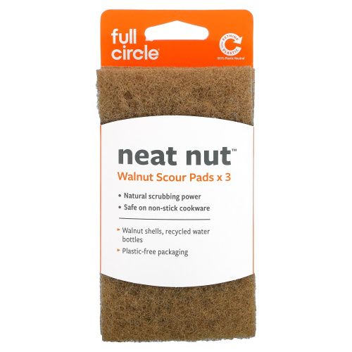 Full Circle, Neat Nut, очищающие губки со скорлупой грецкого ореха, 3 шт.