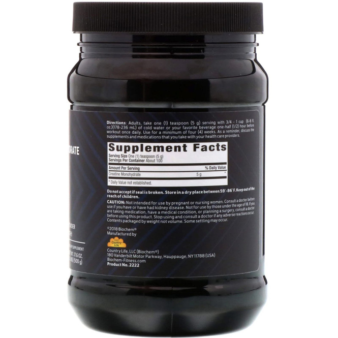 Biochem, Моногидрат креатина, 17,6 унц. (500 г)