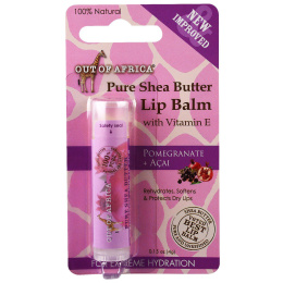 Out of Africa, Бальзам для губ с чистым маслом ши, Гранат и асаи, 0,15 унции (4 г)