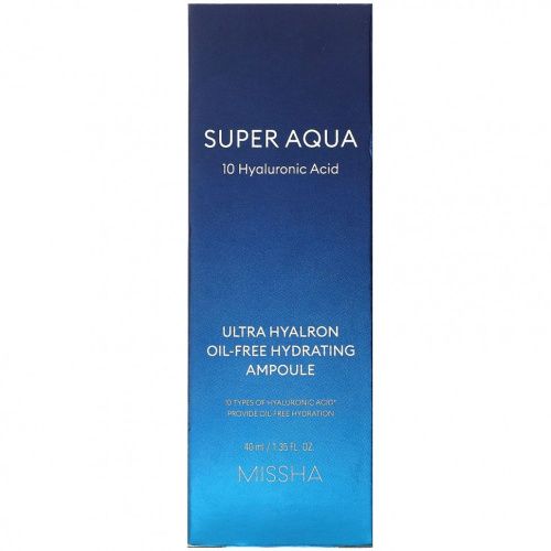 Missha, Super Aqua, увлажняющая ампула без гиалрона, без масла, 40 мл (1,35 жидк. Унции)