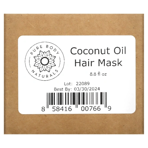 Pure Body Naturals, Кокосовое масло, маска для глубокого восстановления волос, 260 мл (8,8 жидк. унции)