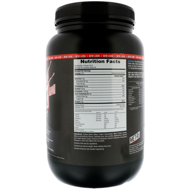 MET-Rx, 100% ультрамексин сывороточный, клубника, 32 унции (907 г)