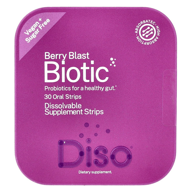 Diso, Biotic, ягодный вкус, 30 полосок для полости рта