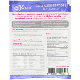 Green Foods Corporation, Vibrant Collagens, чистые коллагеновые пептиды, без ароматизаторов, 20 г