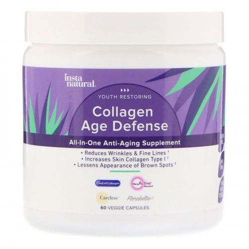 InstaNatural, Collagen Age Defense, All-In-One Anti-Aging Supplement, 60 Veggie Capsules