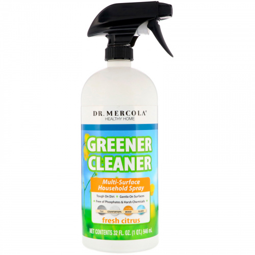 Dr. Mercola, Greener Cleaner, спрей для уборки, подходит для различных поверхностей, с запахом свежего цитруса, 32 жидк.унц. (946 мл)