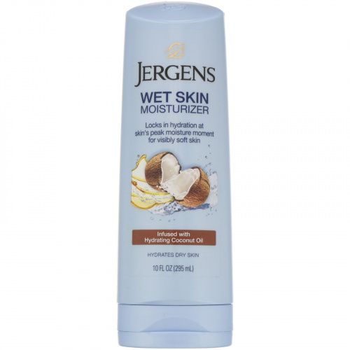 Jergens, Увлажняющее средство Wet Skin Moisturizer для нанесения на влажную кожу, с кокосовым маслом, 295 мл