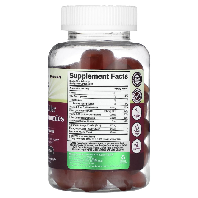 Nature's Craft, жевательные таблетки с яблочным уксусом, 60 шт.