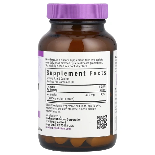 Bluebonnet Nutrition, цитрат магния, 400 мг, 60 капсул