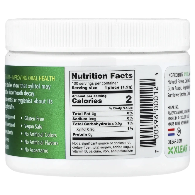 Xlear, Spry®, жевательная резинка без сахара, натуральная мята, 100 шт.