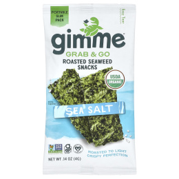 gimMe, Grab & Go, жареные снеки из морских водорослей, морская соль, 5 шт. В упаковке, 4 г (0,14 унции)