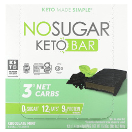 No Sugar Company, Keto Bar™, шоколад и мята, 12 батончиков, по 40 г (1,41 унции)