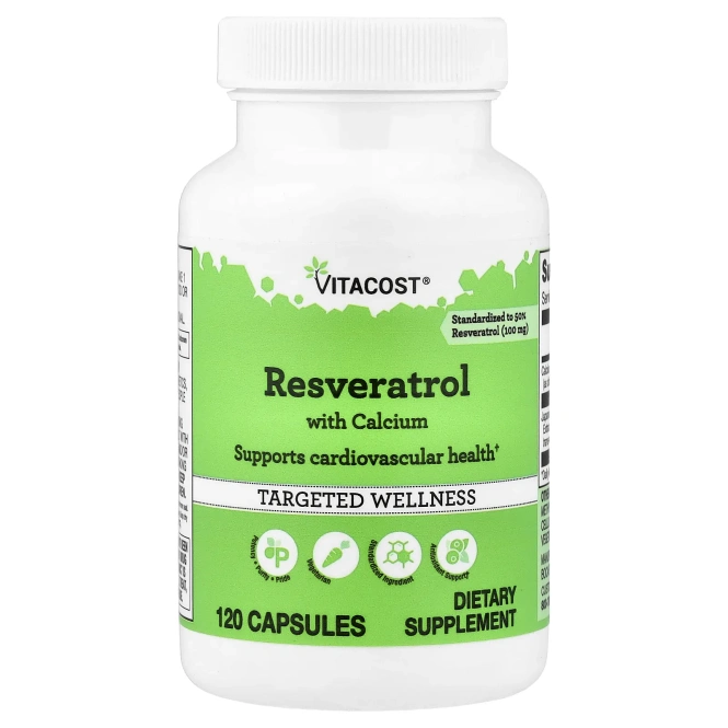 Vitacost, Resveratrol With Calcium, 120 Capsules