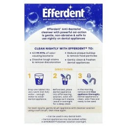 Efferdent, Антибактериальное очищающее средство для зубных протезов, ночное очищение, 90 таблеток