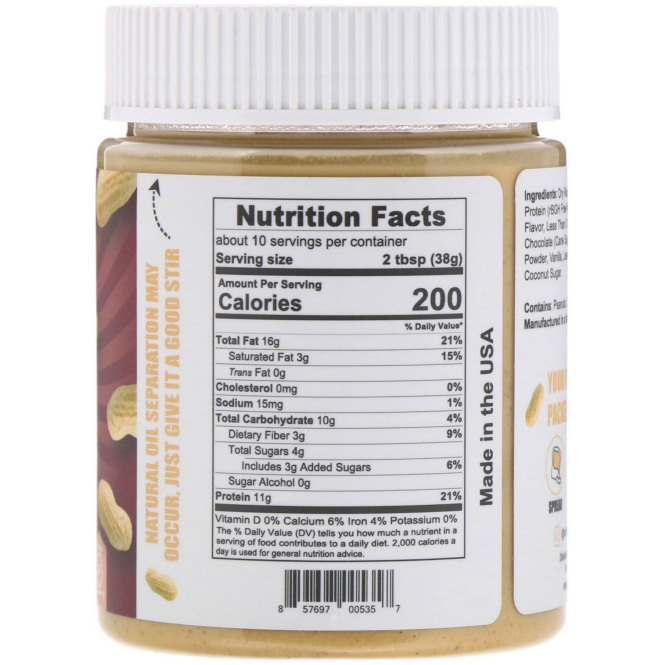 Buff Bake, Протеиновый арахисовый спред, Белый шоколад, 13 унц. (368 г)