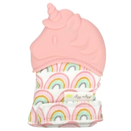 Itzy Ritzy, Itzy Mitt, пищевой силиконовый прорезыватель для зубов, от 3 месяцев, светло-розовый единорог, 1 прорезыватель