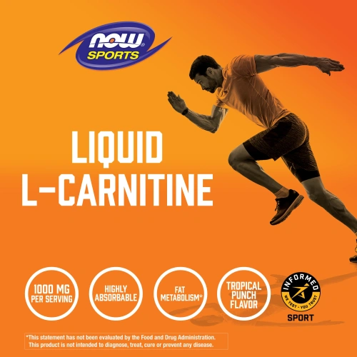 Now Foods, Sports L-Carnitine Liquid, Tropical Punch Flavor, 1,000 mg, 16 fl oz (473 ml)