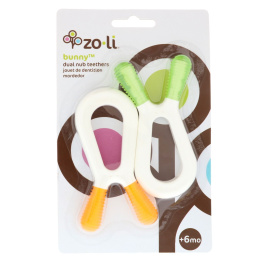 Zoli, Bunny, Dual Nub Teethers, Orange & Green, +6mo, 2 Pieces