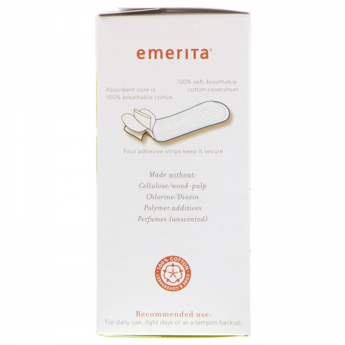 Emerita, Прокладки из натурального хлопка, классической формы, 30 шт.