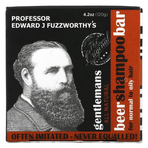 Professor Fuzzworthy's, Gentlemans Beer Shampoo Bar, для нормальных и жирных волос, без запаха, 120 г (4,2 унции)