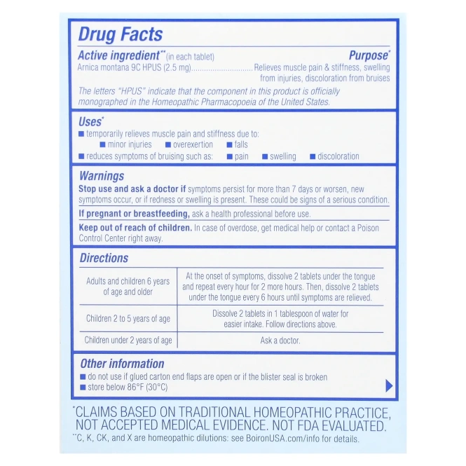 Boiron, Arnicare, обезболивание, 60 быстрорастворимых таблеток