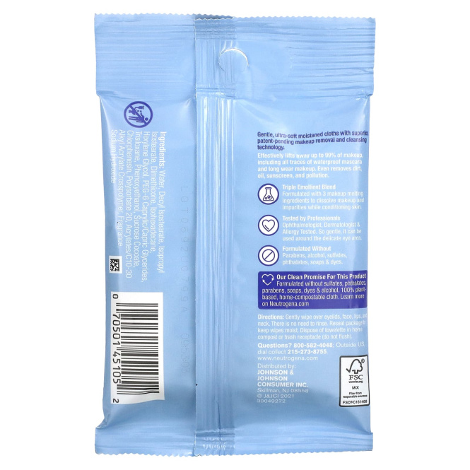 Neutrogena,  Makeup Remover Cleansing Towelettes,  7 Pre-Moistened Towelettes