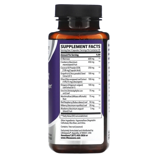 LifeSeasons, Мочевая/дрожжевая поддержка Urinari-X, 90 вегетарианских капсул