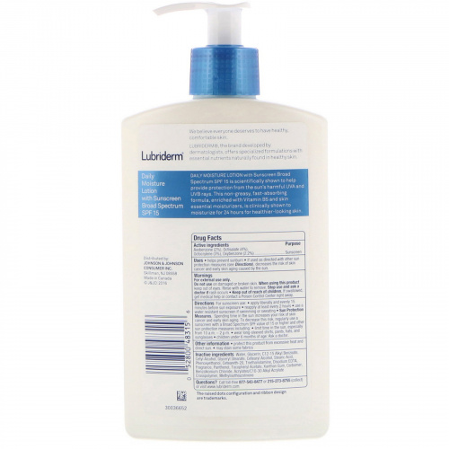 Lubriderm, Дневной увлажняющий лосьон с солнцезащитным кремом, SPF 15, 13,5 жидкой унции (400 мл)
