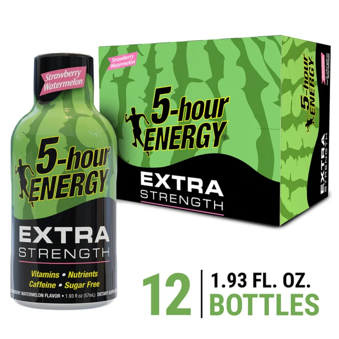 5 Hour Energy, Особо крепкий. Клубничный Арбуз 12 бутылок