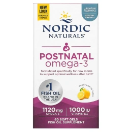 Nordic Naturals Postnatal Omega 3 1120 Mg Lemon Омега-3 жирные кислоты с витамином D3, 60 шт.
