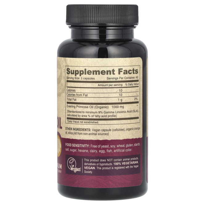 Deva, Органическое веганское масло примулы вечерней, 90 веганских капсул