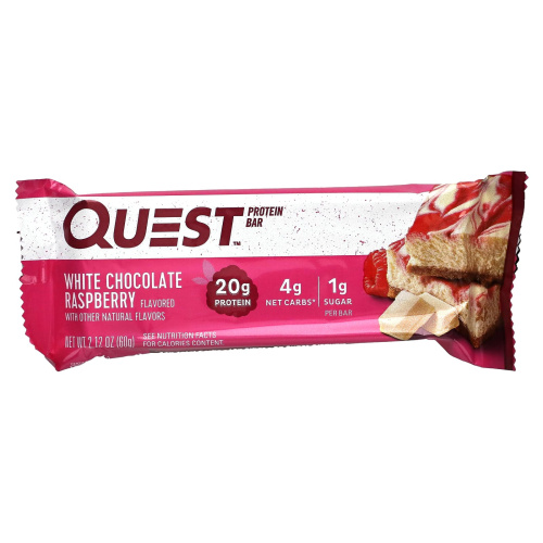 Quest Nutrition, Quest Protein Bar, White Chocolate Raspberry, 12 Bars, 2.12 oz (60 g) Each
