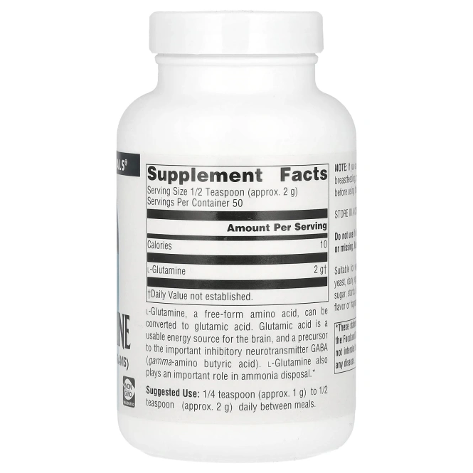 Source Naturals, L-глютамин, порошок в свободной форме 3.53 унции (100 г)