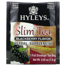 Hyleys Tea, Slim Tea, ежевика, чайные пакетики в фольгированных пакетиках, 37,5 г (1,32 унции)