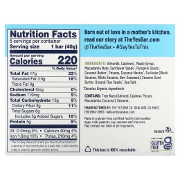 Yes Bar, Snack Bar, черная морская соль кунжута, 6 батончиков по 40 г (1,4 унции)