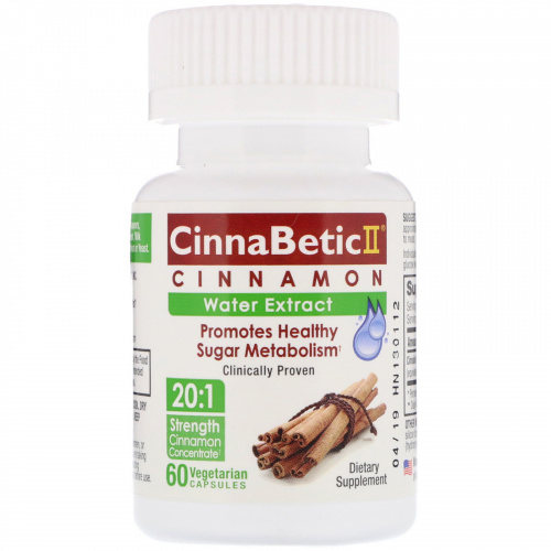 Hero Nutritional Products, CinnaBetic II, водный экстракт корицы, 60 вегетарианских капсул