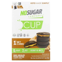 No Sugar Company, Cup, темный шоколад с арахисовой пастой, 12 шт. по 17 г (0,6 унции)