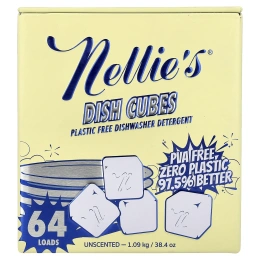 Nellie's, Dish Cubes, средство для мытья посуды без пластика, без отдушки, 64 загрузок, 1,09 кг (38,4 унции)