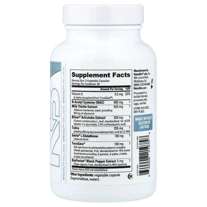 NutraBio, печень, 90 капсул